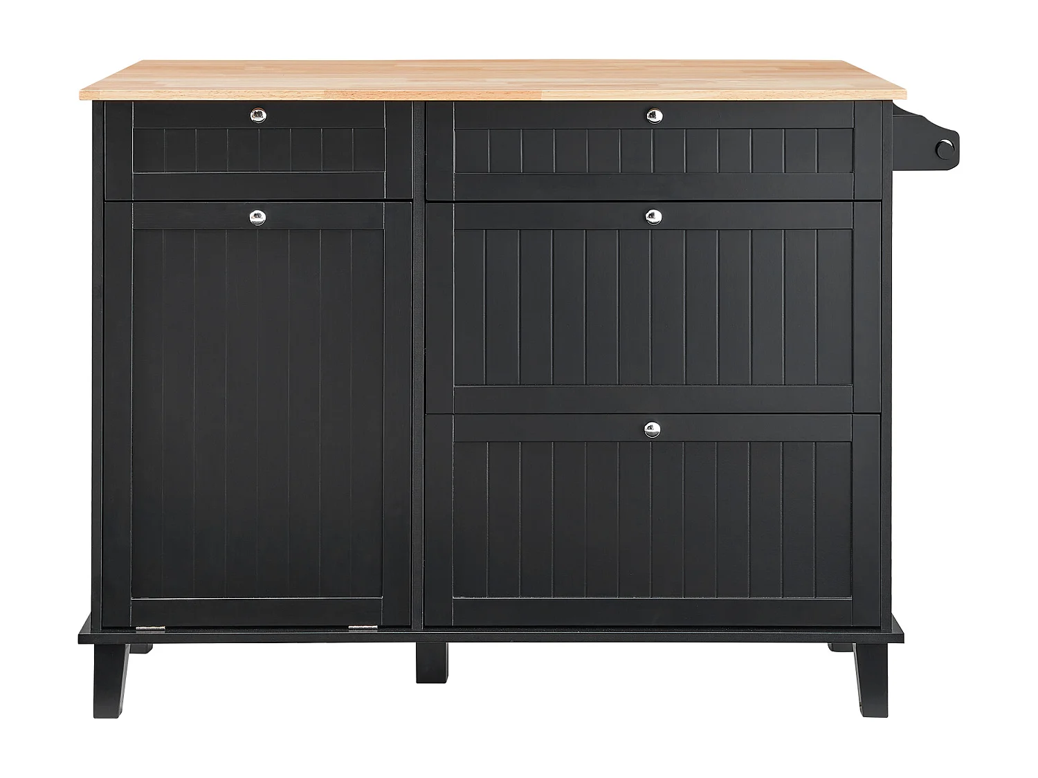 Desserte de Cuisine SucceBuy, Meuble de Rangement avec Tiroir et Poubelle, en Bois Massif et MDF