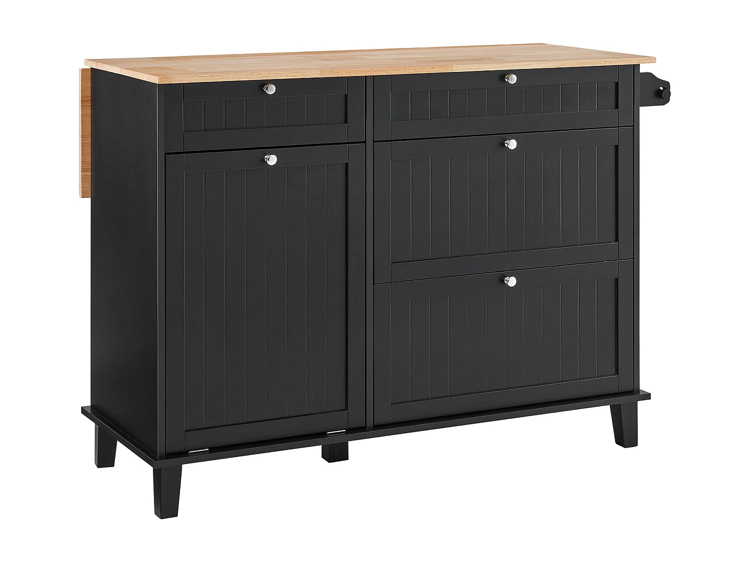 Desserte de Cuisine SucceBuy, Meuble de Rangement avec Tiroir et Poubelle, en Bois Massif et MDF