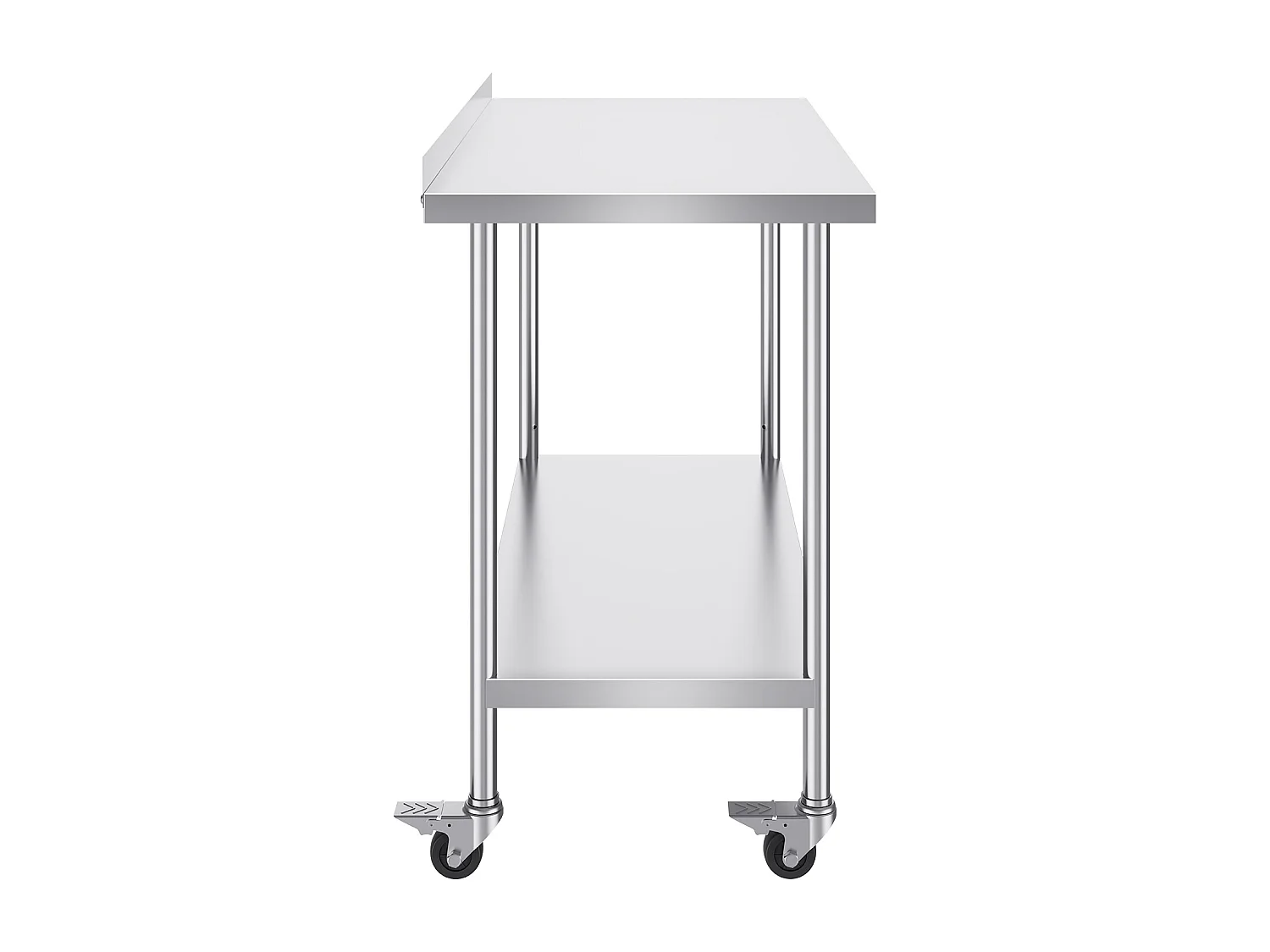 Table de Travail Commerciale en Acier Inoxydable SucceBuy, 121,9 x 61 x 100,6 cm, avec Roulettes