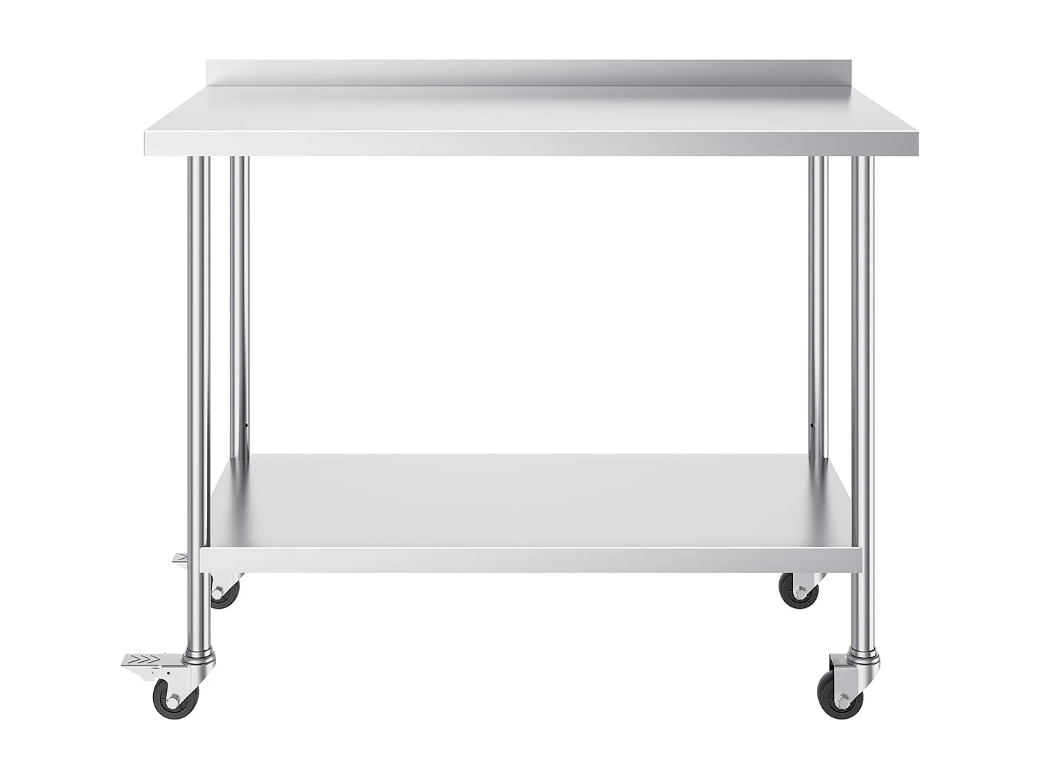 Table de Travail Commerciale en Acier Inoxydable SucceBuy, 121,9 x 61 x 100,6 cm, avec Roulettes