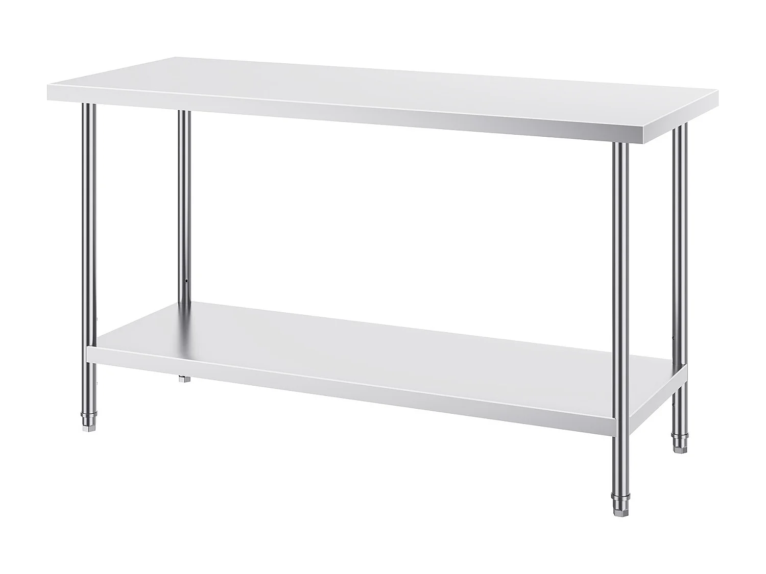 Werktafel voor Keuken SucceBuy, Commercieel Voedingswerkpost, met 3 Instelbare Hoogteniveaus, 61 x 152 x 86 cm