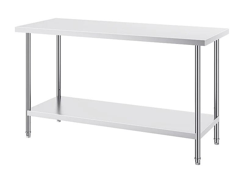 Werktafel voor Keuken SucceBuy, Commercieel Voedingswerkpost, met 3 Instelbare Hoogteniveaus, 61 x 152 x 86 cm