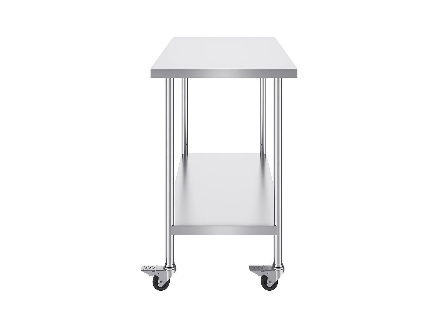 Table de Travail Cuisine SucceBuy, 61 x 122 cm, Table de Préparation Commerciale avec 4 Roulettes, Table de Travail en Acier Inoxydable