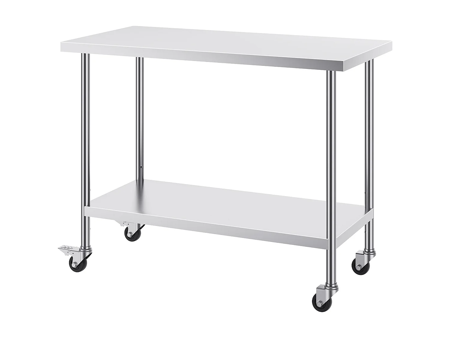 Koch Arbeitsplatte SucceBuy 61 x 122 cm, Gewerbliche Zubereitungsplatte mit 4 Rollen