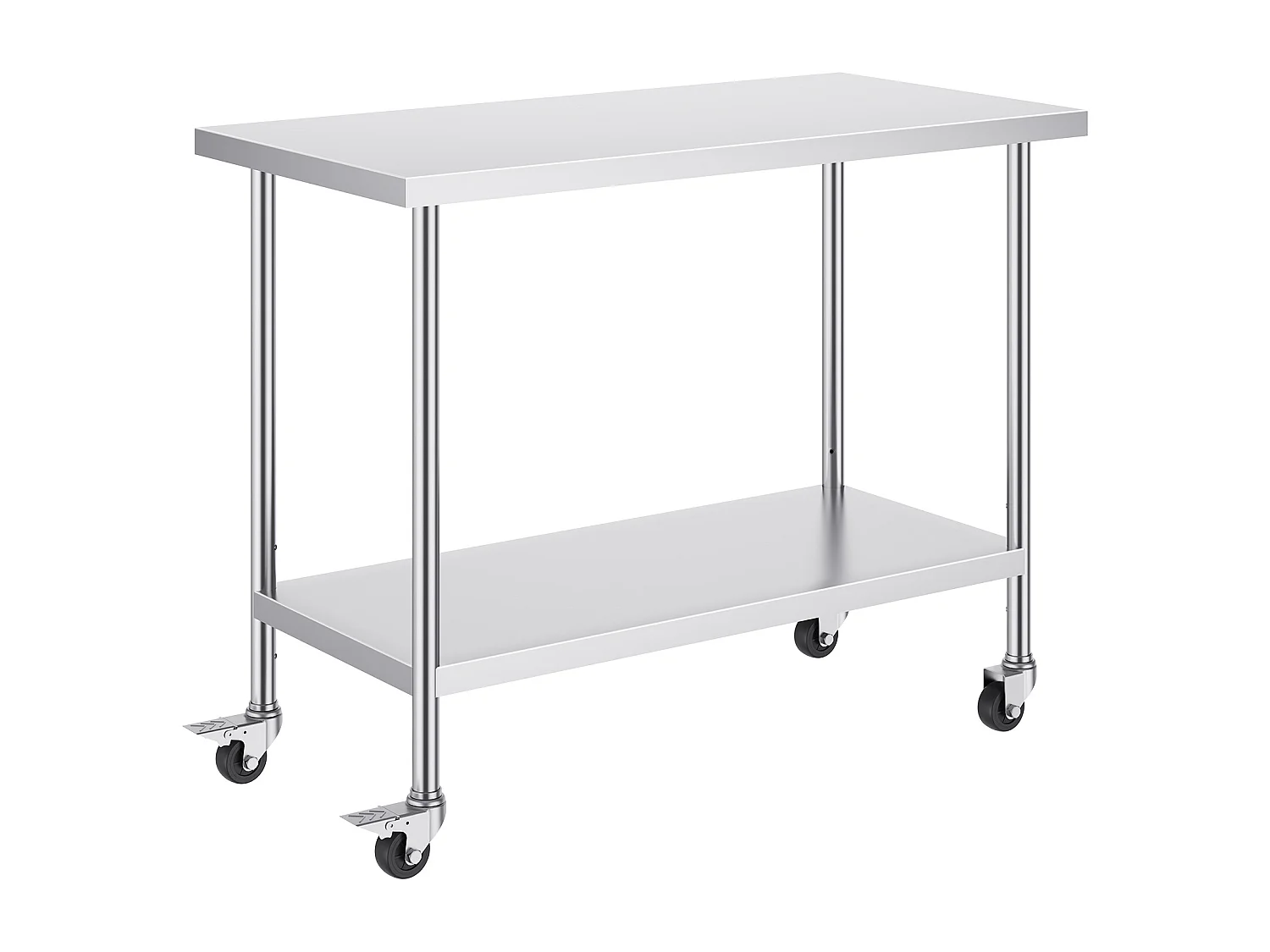 Koch Arbeitsplatte SucceBuy 61 x 122 cm, Gewerbliche Zubereitungsplatte mit 4 Rollen