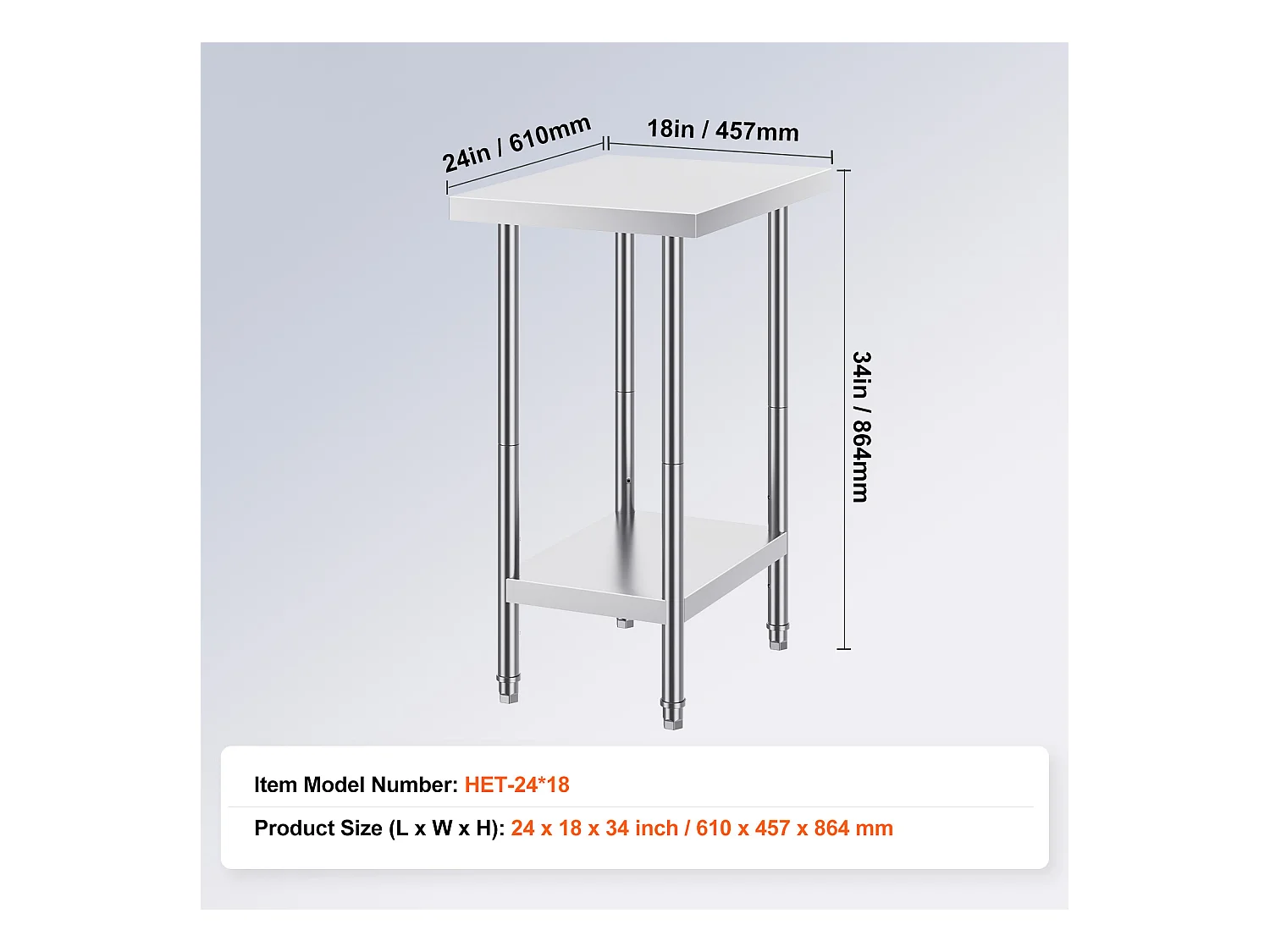 Table de Travail en Acier Inoxydable SucceBuy, 61 x 45,7 x 86,4 cm, Poste de Travail Alimentaire Commercial