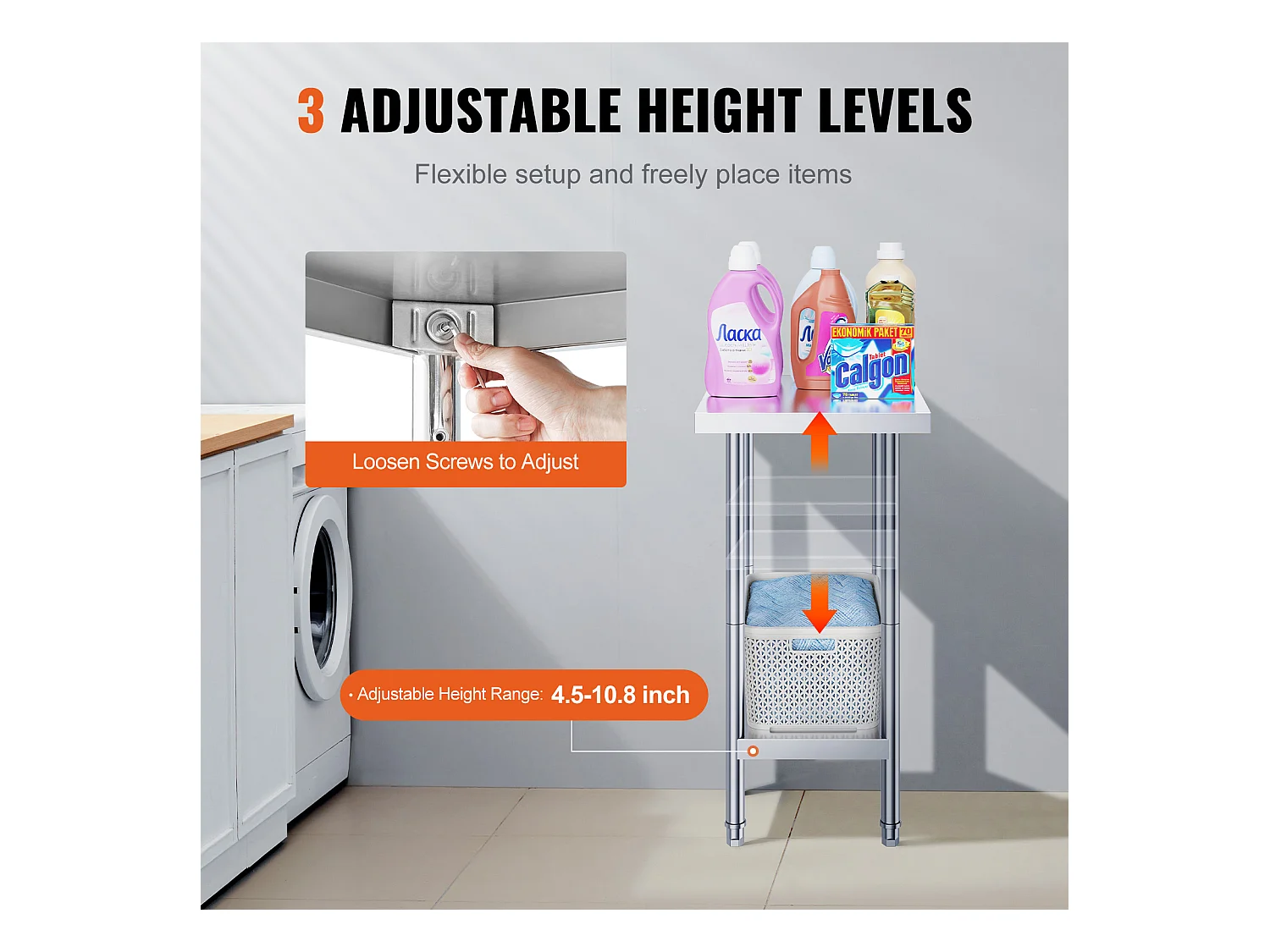 Table de Travail en Acier Inoxydable SucceBuy, 61 x 45,7 x 86,4 cm, Poste de Travail Alimentaire Commercial