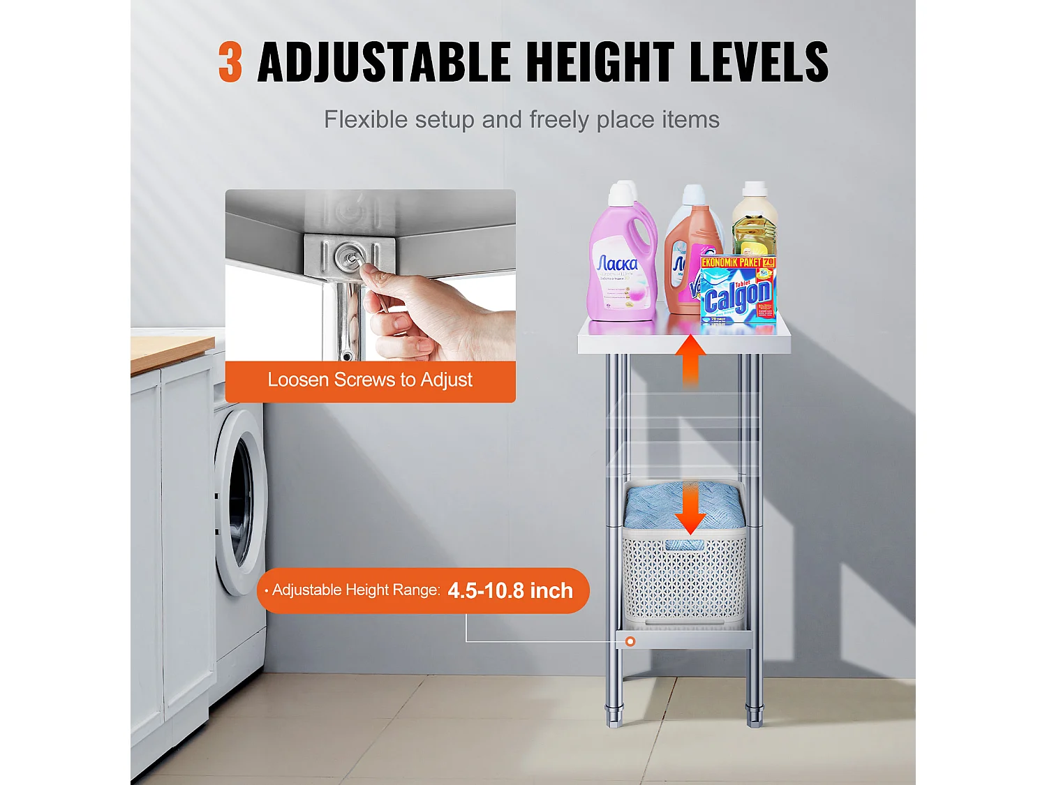 Roestvrijstalen Werktafel SucceBuy, 61 x 45,7 x 86,4 cm, Commercieel Voedselwerkstation