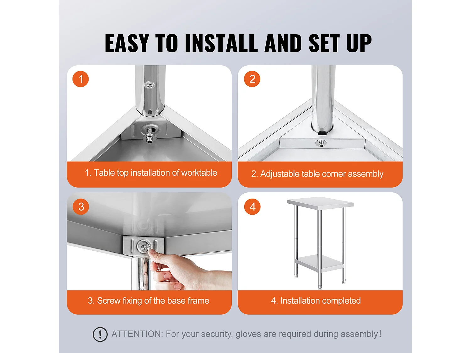 Roestvrijstalen Werktafel SucceBuy, 61 x 45,7 x 86,4 cm, Commercieel Voedselwerkstation