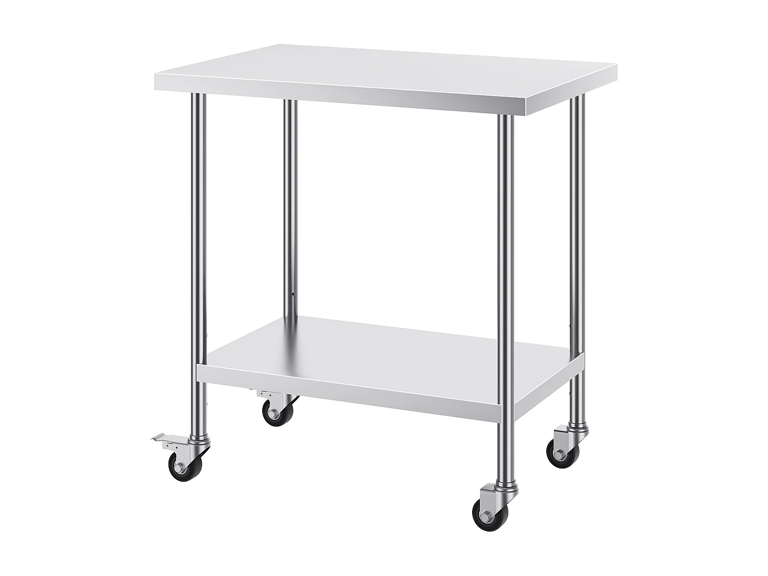 Table de Travail en Acier Inoxydable SucceBuy, 610 x 914 x 954,6 mm, Table de Préparation Commerciale avec 4 Roulettes