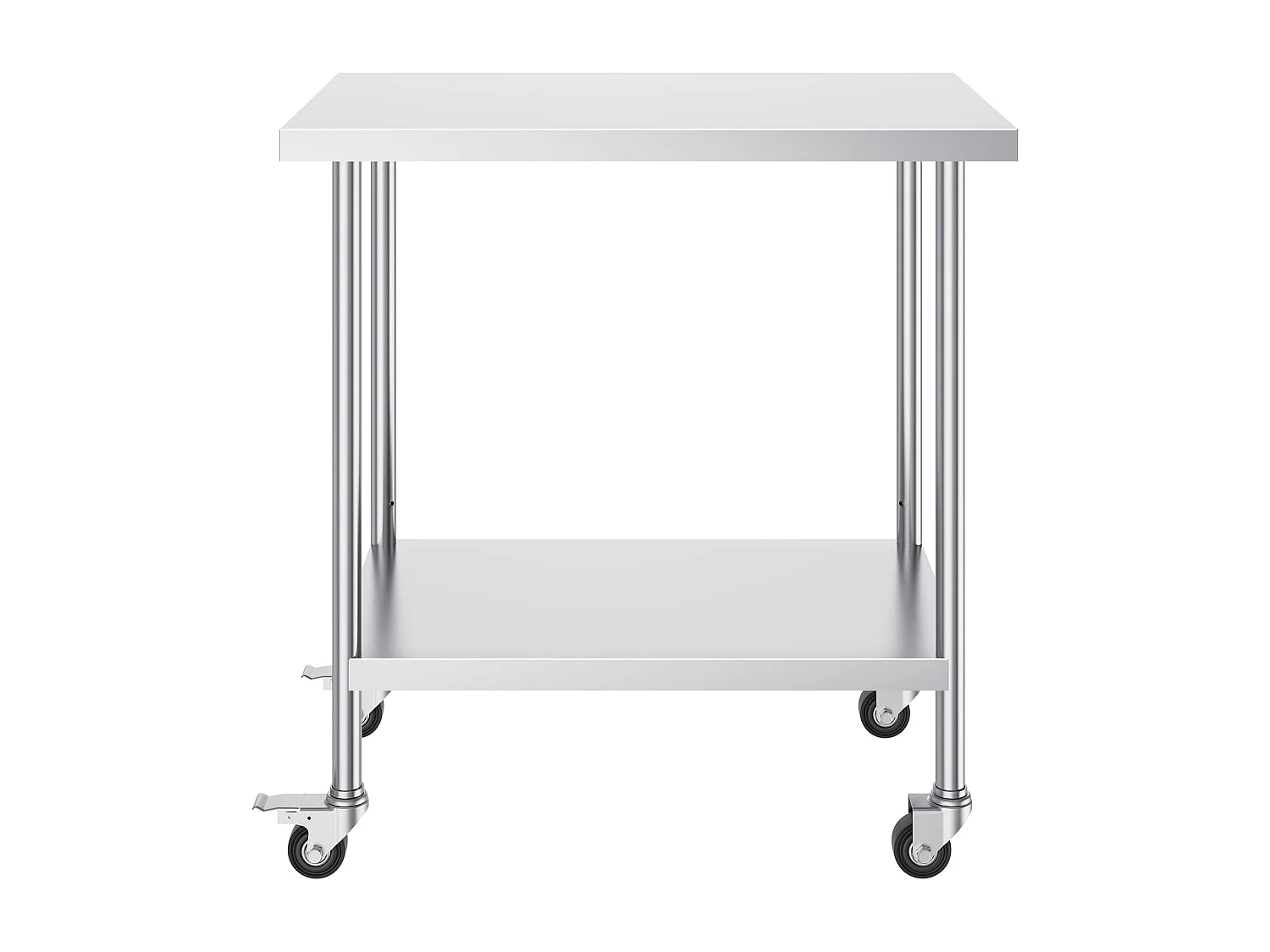 Table de Travail en Acier Inoxydable SucceBuy, 610 x 914 x 954,6 mm, Table de Préparation Commerciale avec 4 Roulettes