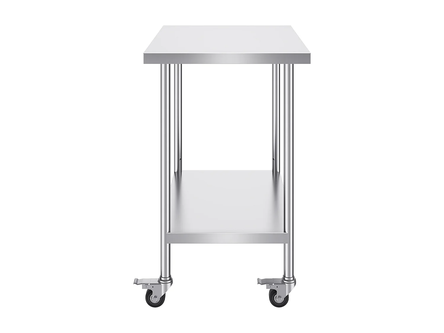 Table de Travail en Acier Inoxydable SucceBuy, 610 x 914 x 954,6 mm, Table de Préparation Commerciale avec 4 Roulettes