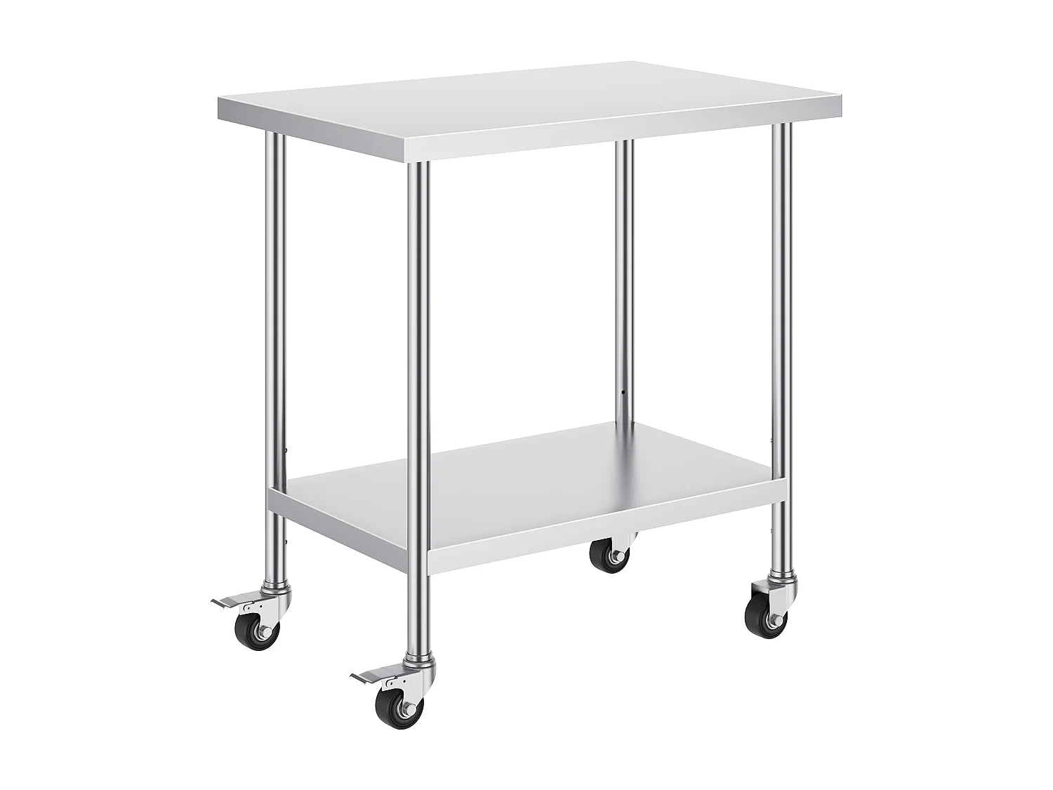 Table de Travail en Acier Inoxydable SucceBuy, 610 x 914 x 954,6 mm, Table de Préparation Commerciale avec 4 Roulettes