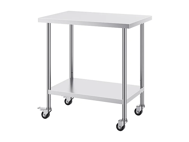 Tavolo da Lavoro in Acciaio Inox SucceBuy, 610 x 914 x 954,6 mm, Tavolo Commerciale di Preparazione con 4 Ruote