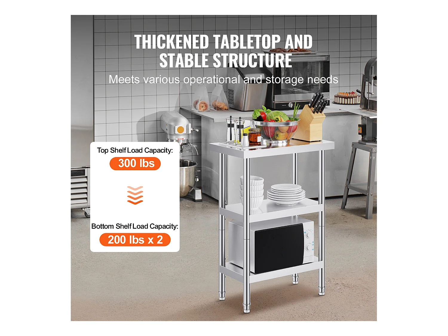 Stół Roboczy ze Stali Nierdzewnej SucceBuy, 356 x 610 x 864 mm, Stół Przygotowawczy do Kuchni Komercyjnych