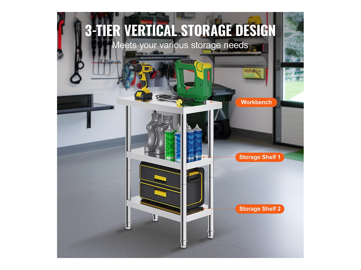 Stół Roboczy ze Stali Nierdzewnej SucceBuy, 356 x 610 x 864 mm, Stół Przygotowawczy do Kuchni Komercyjnych