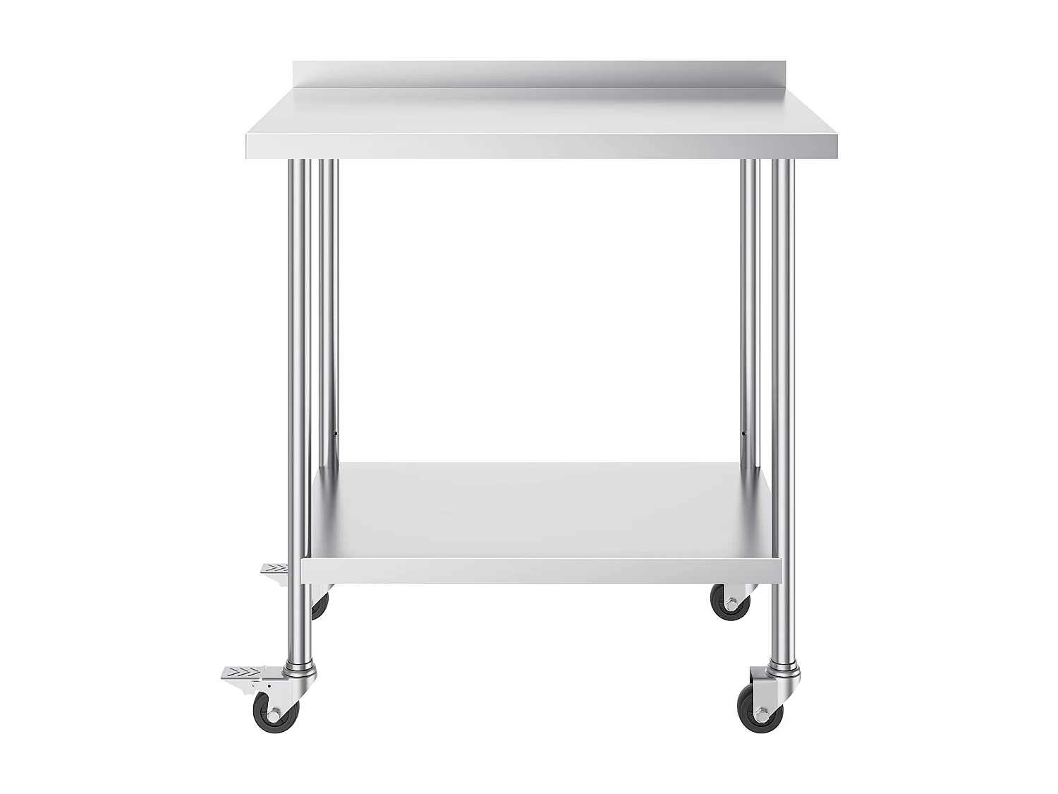 Table de Travail Commerciale en Acier Inoxydable SucceBuy, 91,4 x 61 x 100,6 cm, avec Roulettes