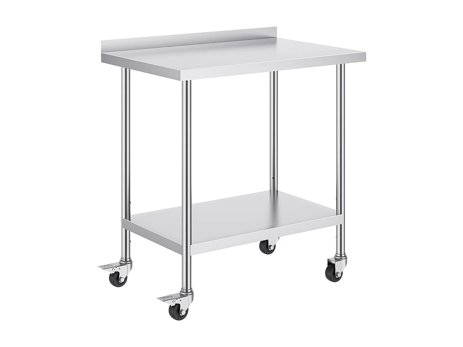 Table de Travail Commerciale en Acier Inoxydable SucceBuy, 91,4 x 61 x 100,6 cm, avec Roulettes