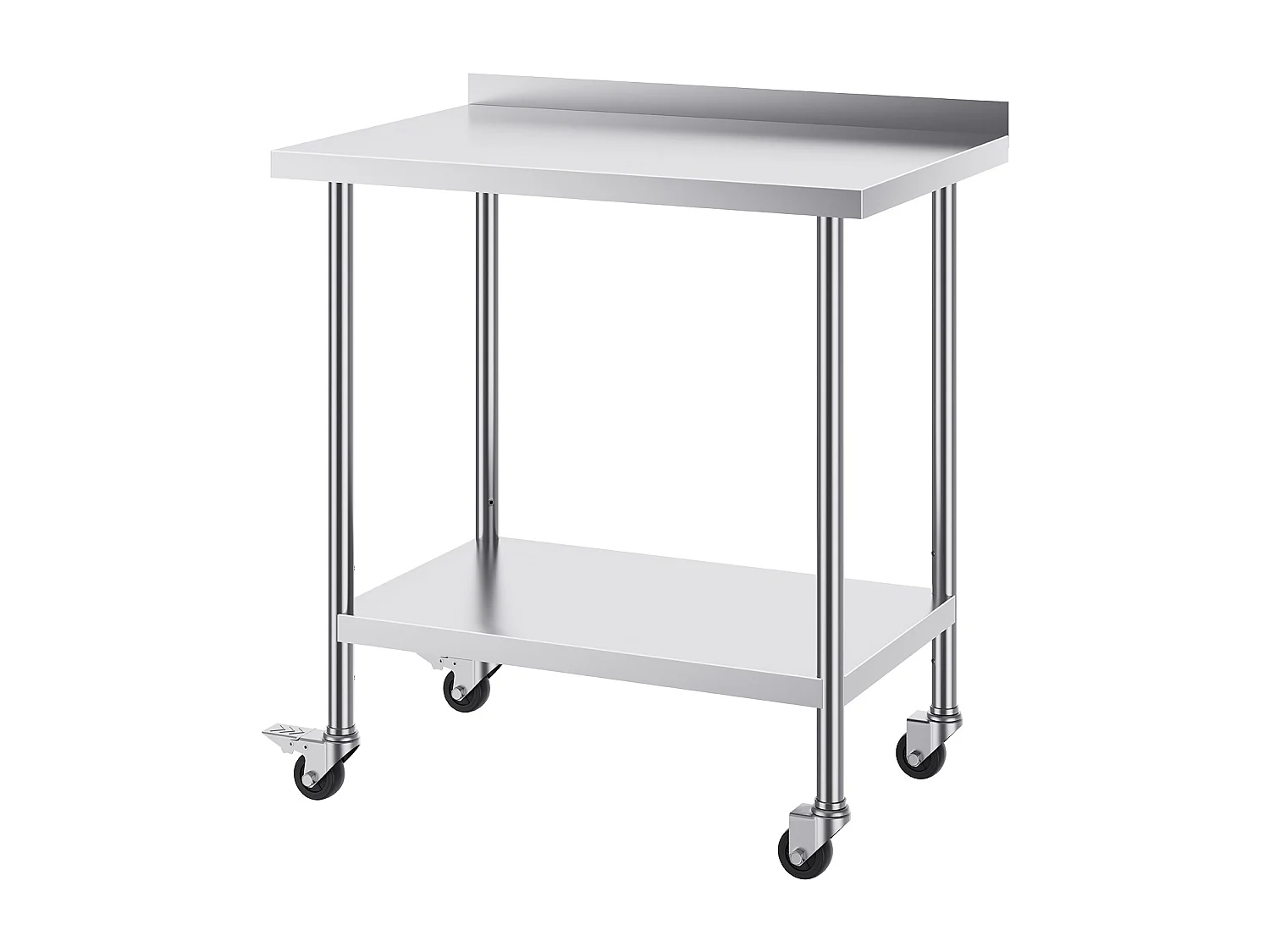 Table de Travail Commerciale en Acier Inoxydable SucceBuy, 91,4 x 61 x 100,6 cm, avec Roulettes