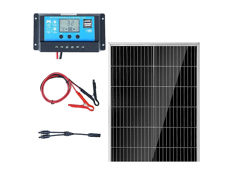 Panel Solar Monocristalino SucceBuy, 200 W, Kit de 2 Paneles y Controlador, para Acampada, Senderismo, Uso Fuera de la Red