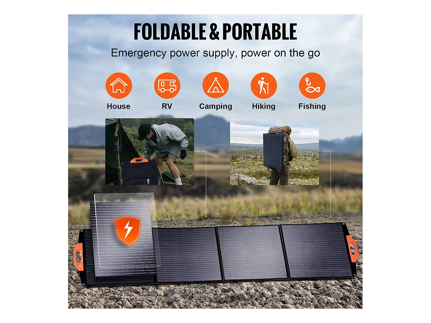 Panneau Solaire Monocristallin Portable SucceBuy, 200 W, Kit de Chargeur ETFE Pliable