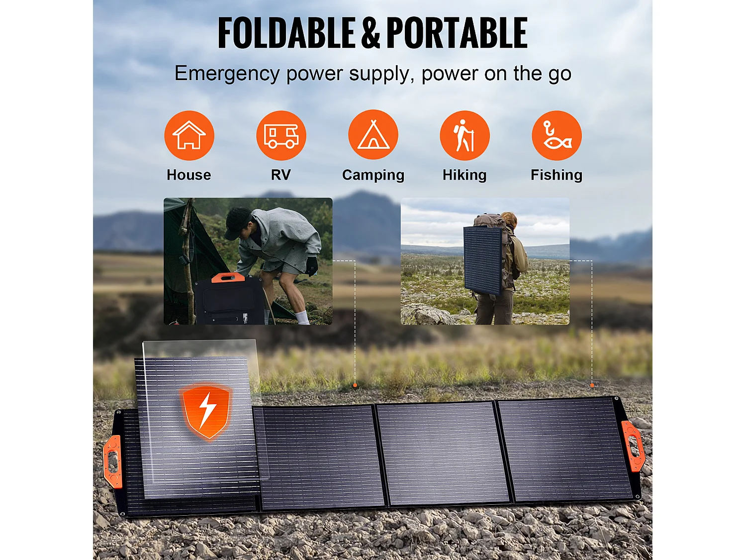 Tragbares Monokristallines Solarmodul SucceBuy, 200 W, Zusammenklappbarer ETFE-Ladesatz