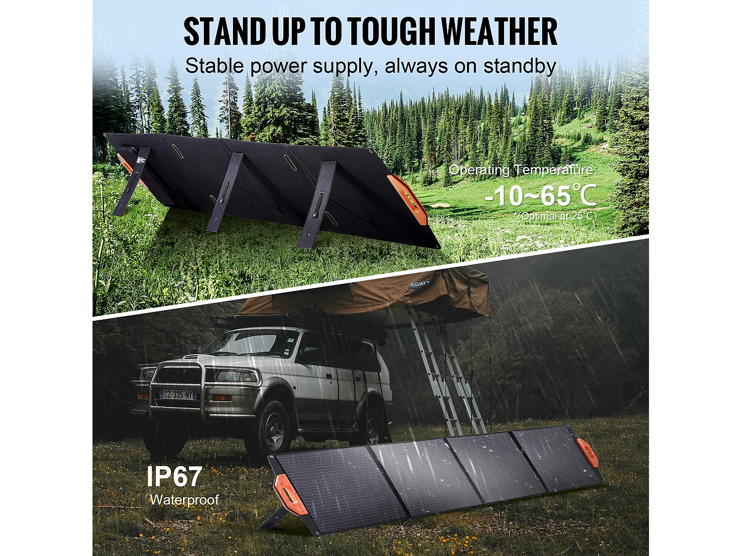 Tragbares Monokristallines Solarmodul SucceBuy, 200 W, Zusammenklappbarer ETFE-Ladesatz