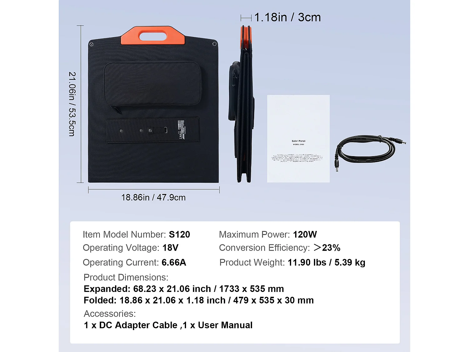 Pannello Solare Monocristallino Portatile SucceBuy,120 W, Kit di Ricarica ETFE Pieghevole