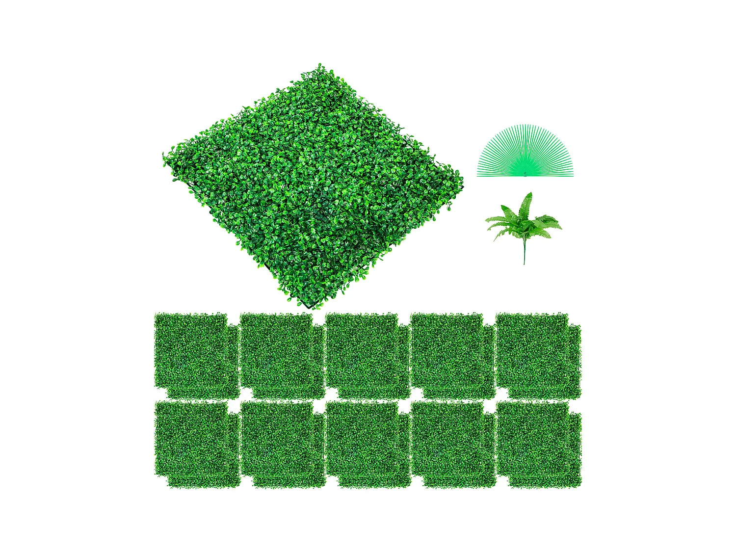 Panneaux de Buis Artificiels SucceBuy 24 Pièces | Mur de Haie UV 25.4 x 25.4 cm | Décor de Clôture Verte