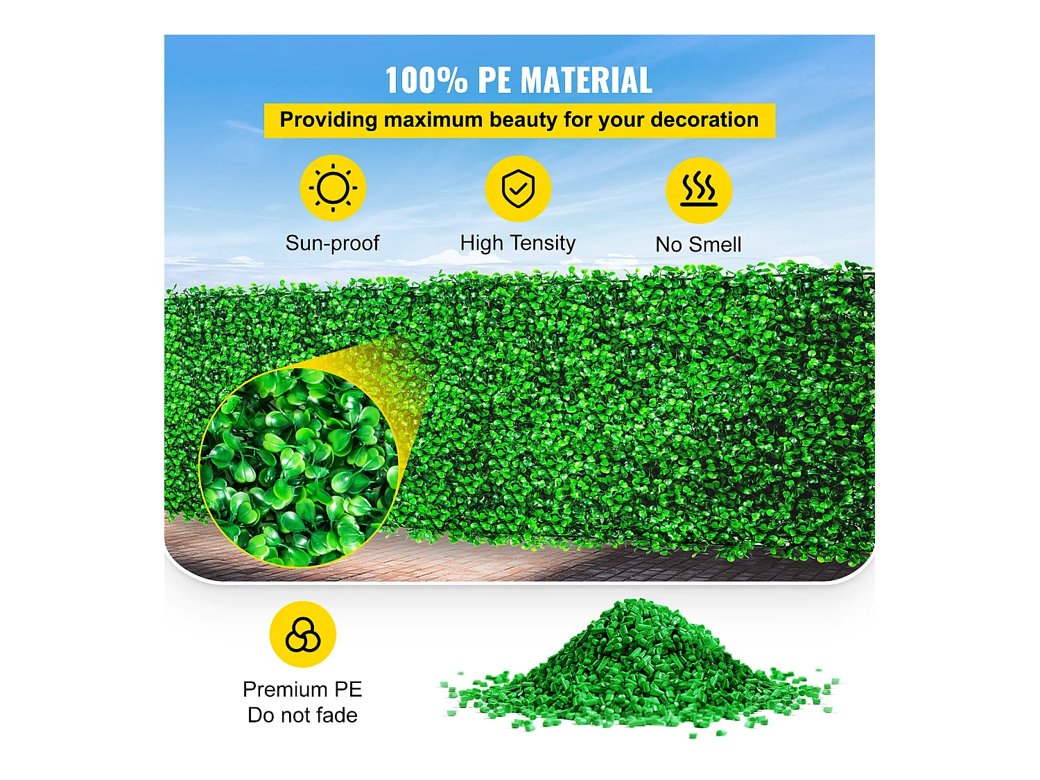 Parziali di Buxo Artificiale SucceBuy 24 Pezzi | Muro di Siepe UV 25.4 x 25.4 cm | Decoro di Classe Verde