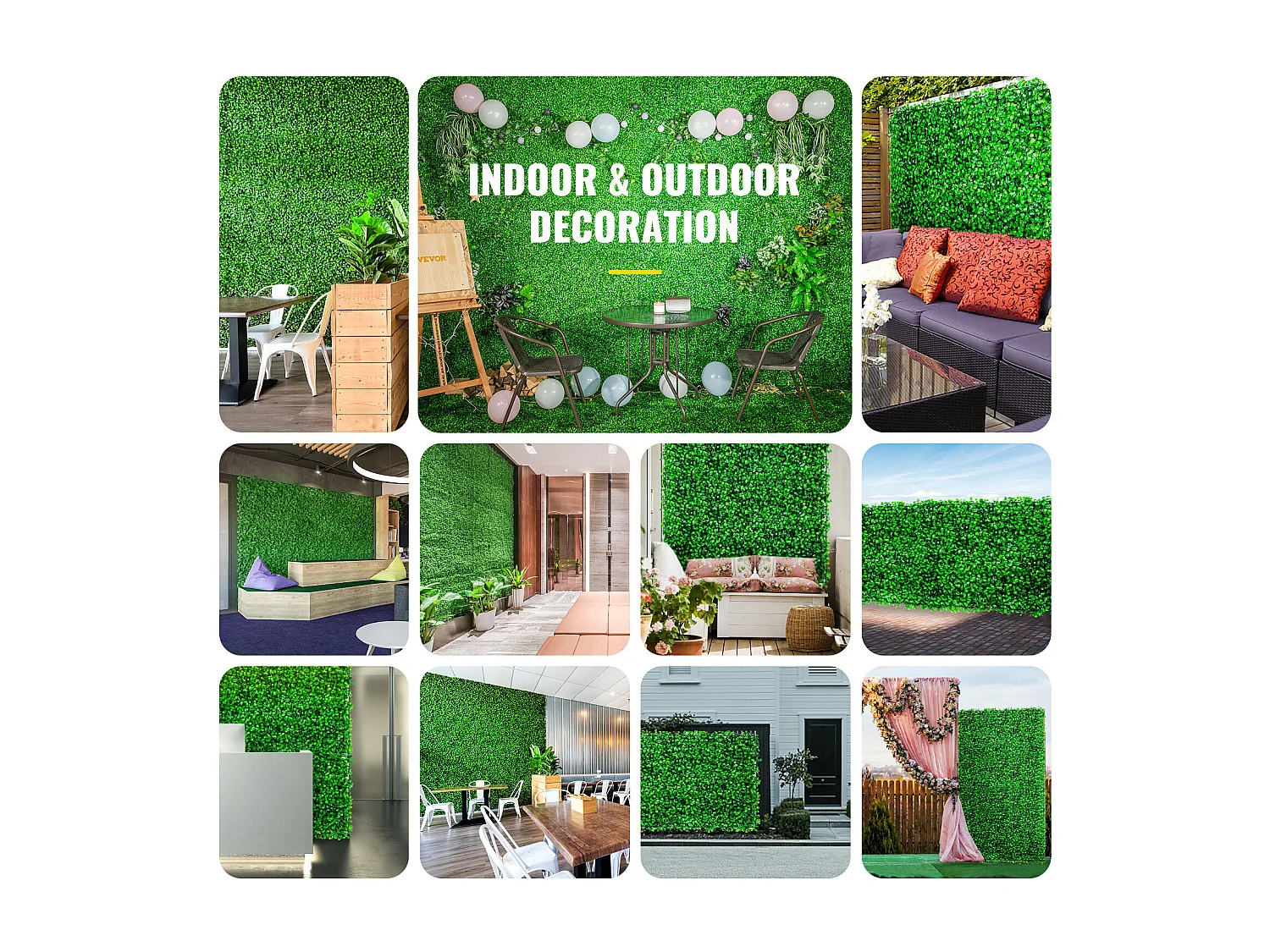 Panneaux de Buis Artificiels SucceBuy 24 Pièces | Mur de Haie UV 25.4 x 25.4 cm | Décor de Clôture Verte