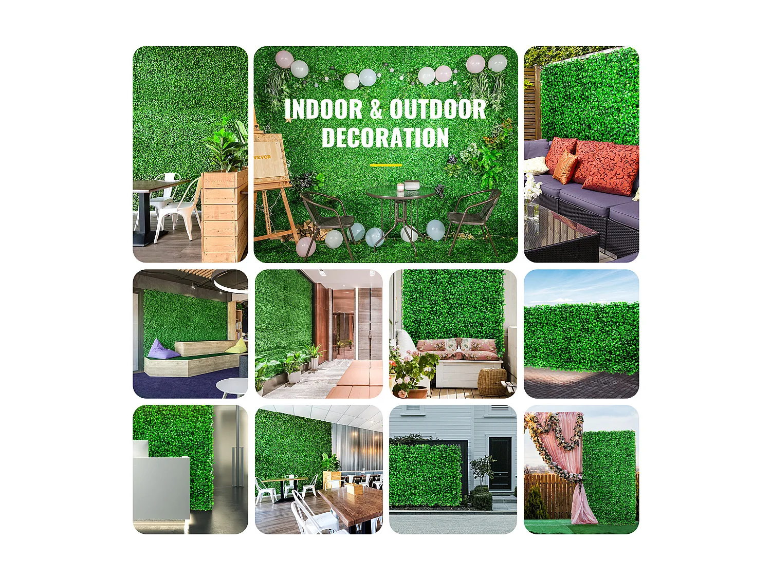 Panneaux de Buis Artificiels SucceBuy 50.8x50.8 cm 6 Pièces, Haie de Buis pour Clôture Décorative UV