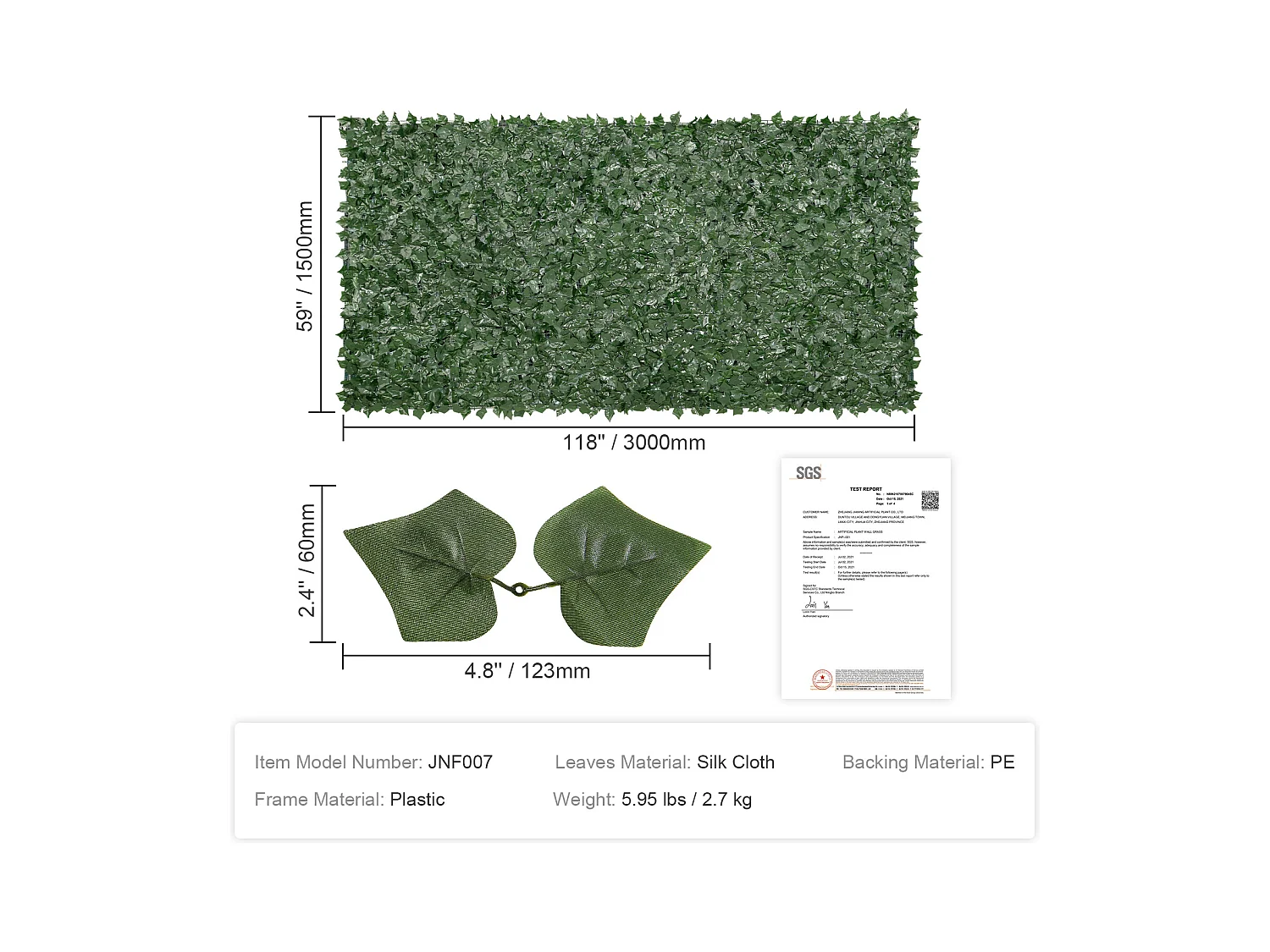 Panneaux de Buis Artificiels SucceBuy 150x300 cm, Clôture de Confidentialité en Feuilles de Lierre Artificielles