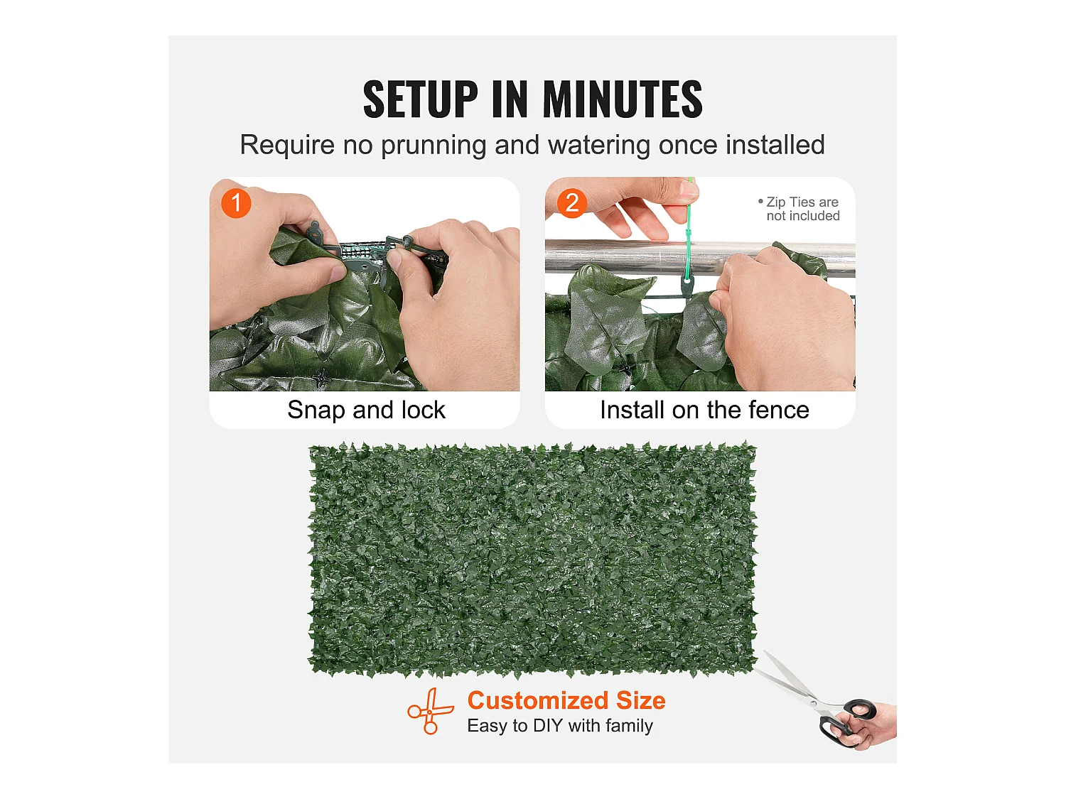 Panneaux de Buis Artificiels SucceBuy 150x300 cm, Clôture de Confidentialité en Feuilles de Lierre Artificielles