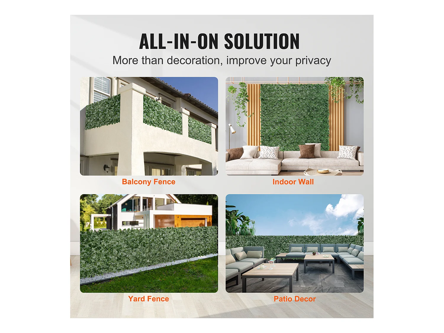 Panneaux de Buis Artificiels SucceBuy 150x300 cm, Clôture de Confidentialité en Feuilles de Lierre Artificielles