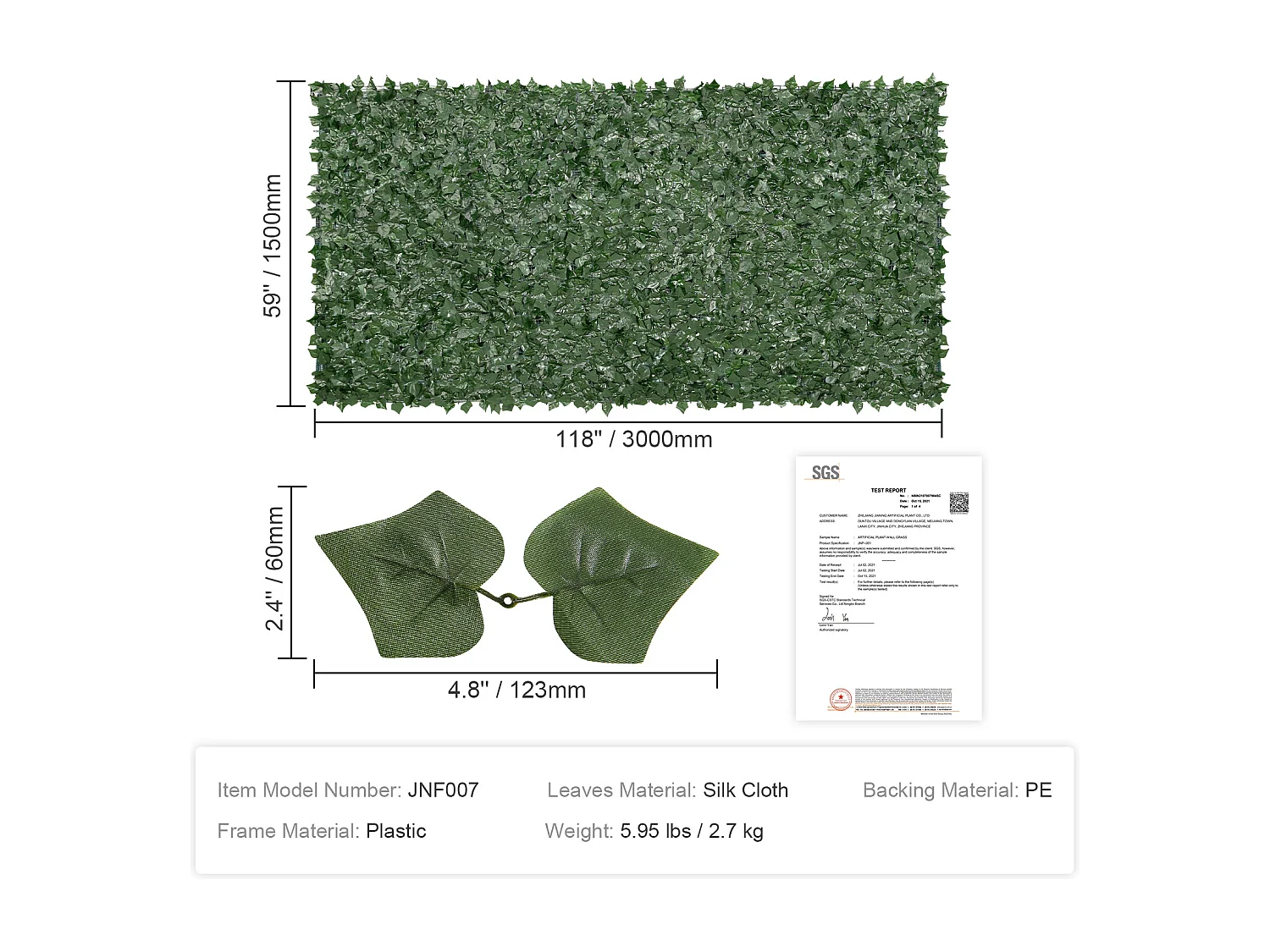 Panneaux de Buis Artificiels SucceBuy 150x300 cm, Clôture de Confidentialité en Feuilles de Lierre Artificielles