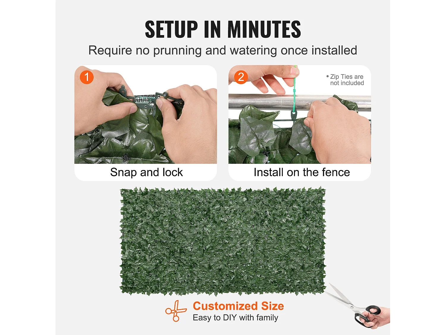 Panneaux de Buis Artificiels SucceBuy 150x300 cm, Clôture de Confidentialité en Feuilles de Lierre Artificielles