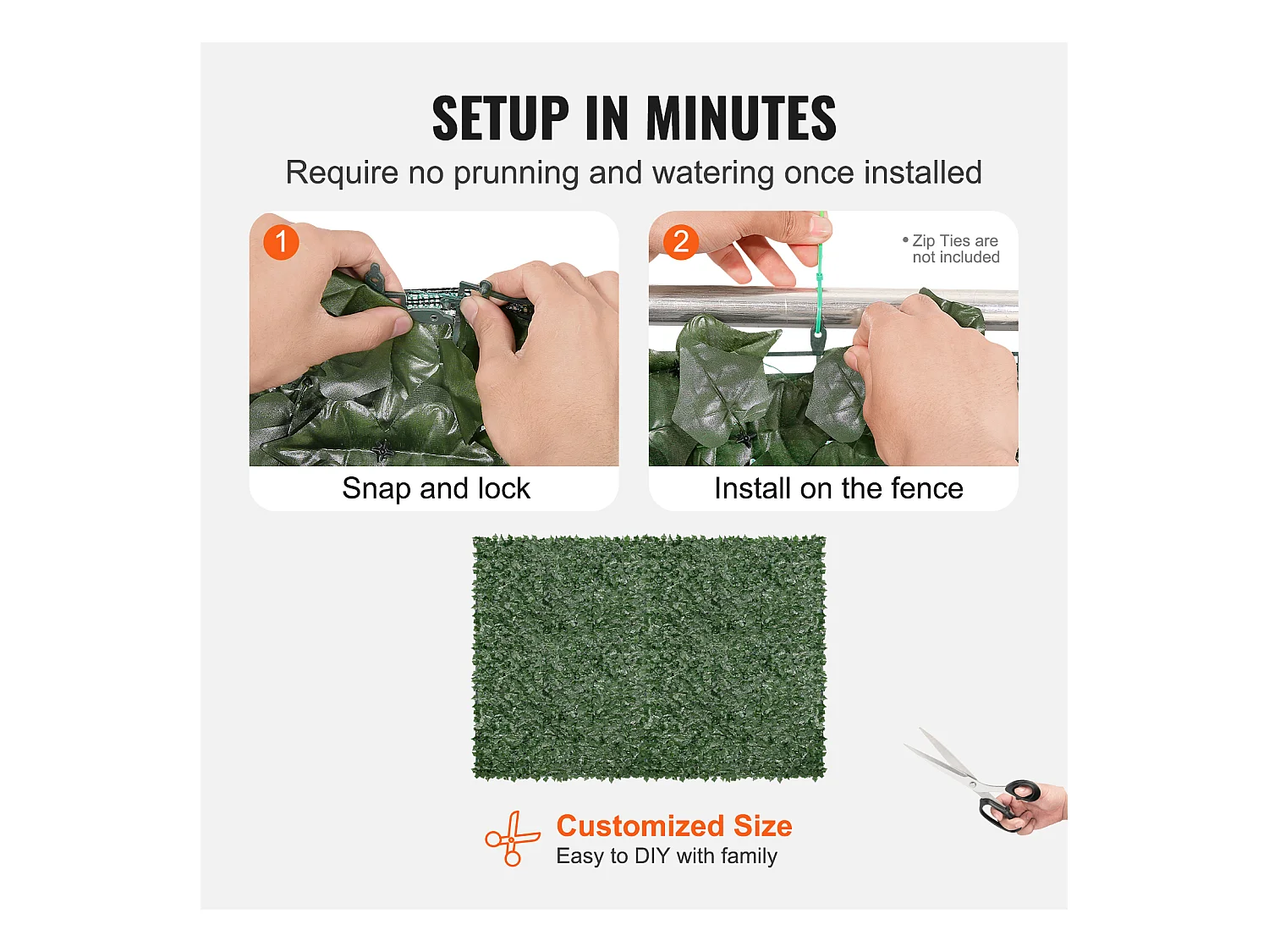 Panneaux de Buis Artificiels SucceBuy 244x183 cm, Clôture de Confidentialité en Feuilles de Lierre Artificielles