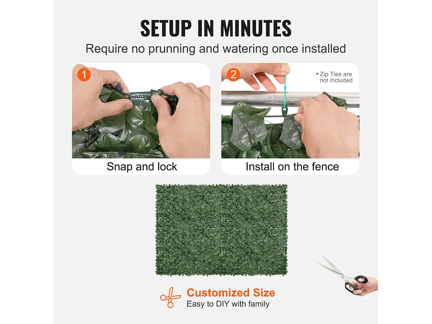 Panneaux de Buis Artificiels SucceBuy 244x183 cm, Clôture de Confidentialité en Feuilles de Lierre Artificielles