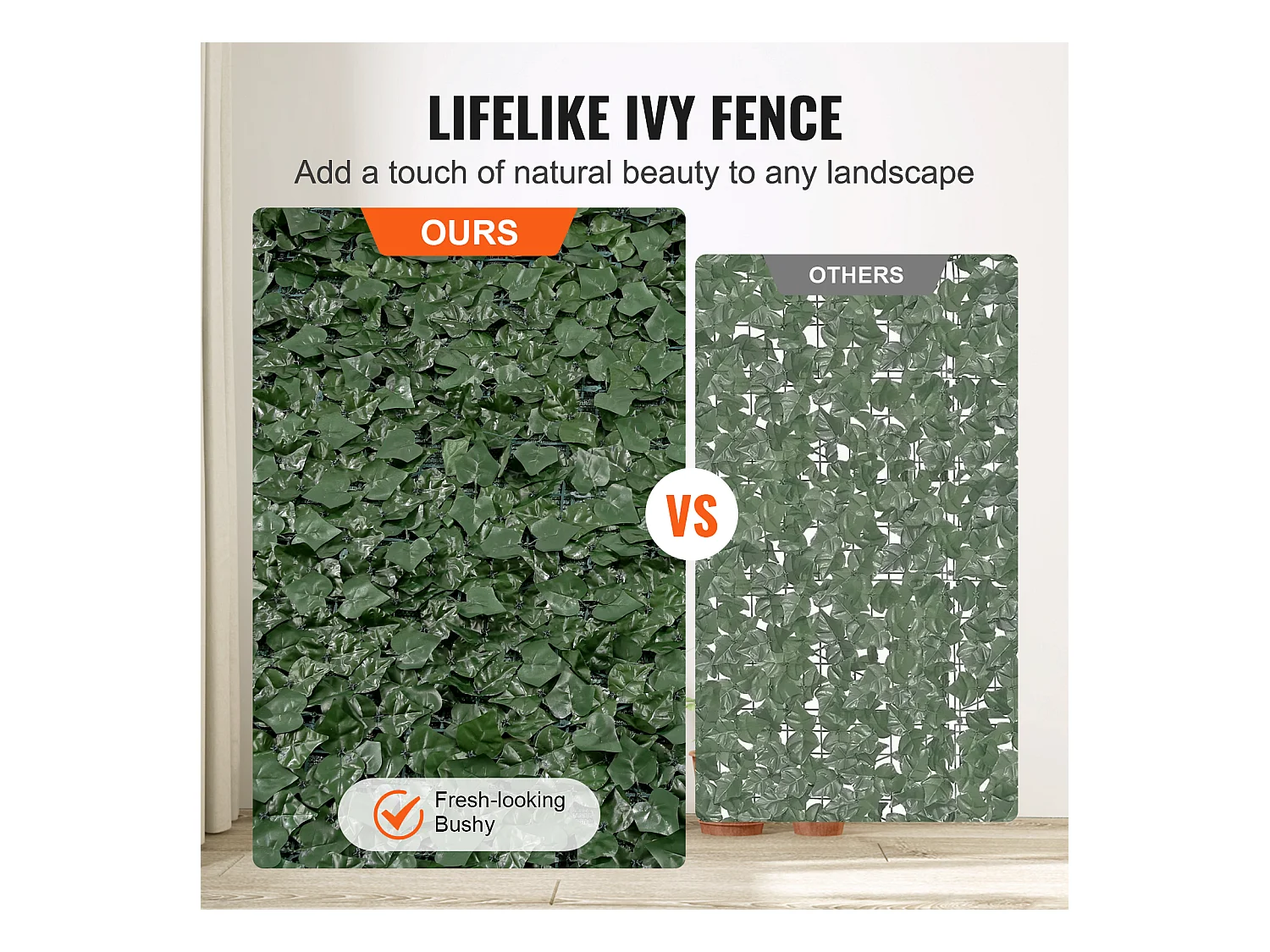 Künstliche Buchsbaumplatten SucceBuy 99x401 cm, Zaun mit künstlichen Efeublättern und Gewebe-Trägerstruktur