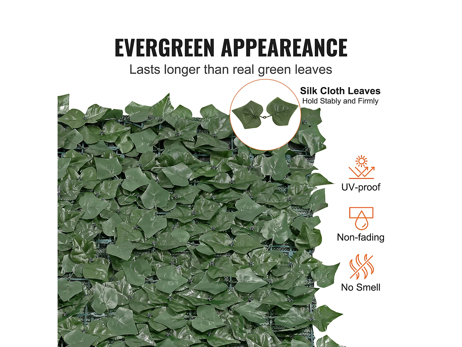 Panneaux de Buis Artificiels SucceBuy 99x401 cm, Clôture en Feuilles de Lierre Artificielles avec Support en Tissu Maillé