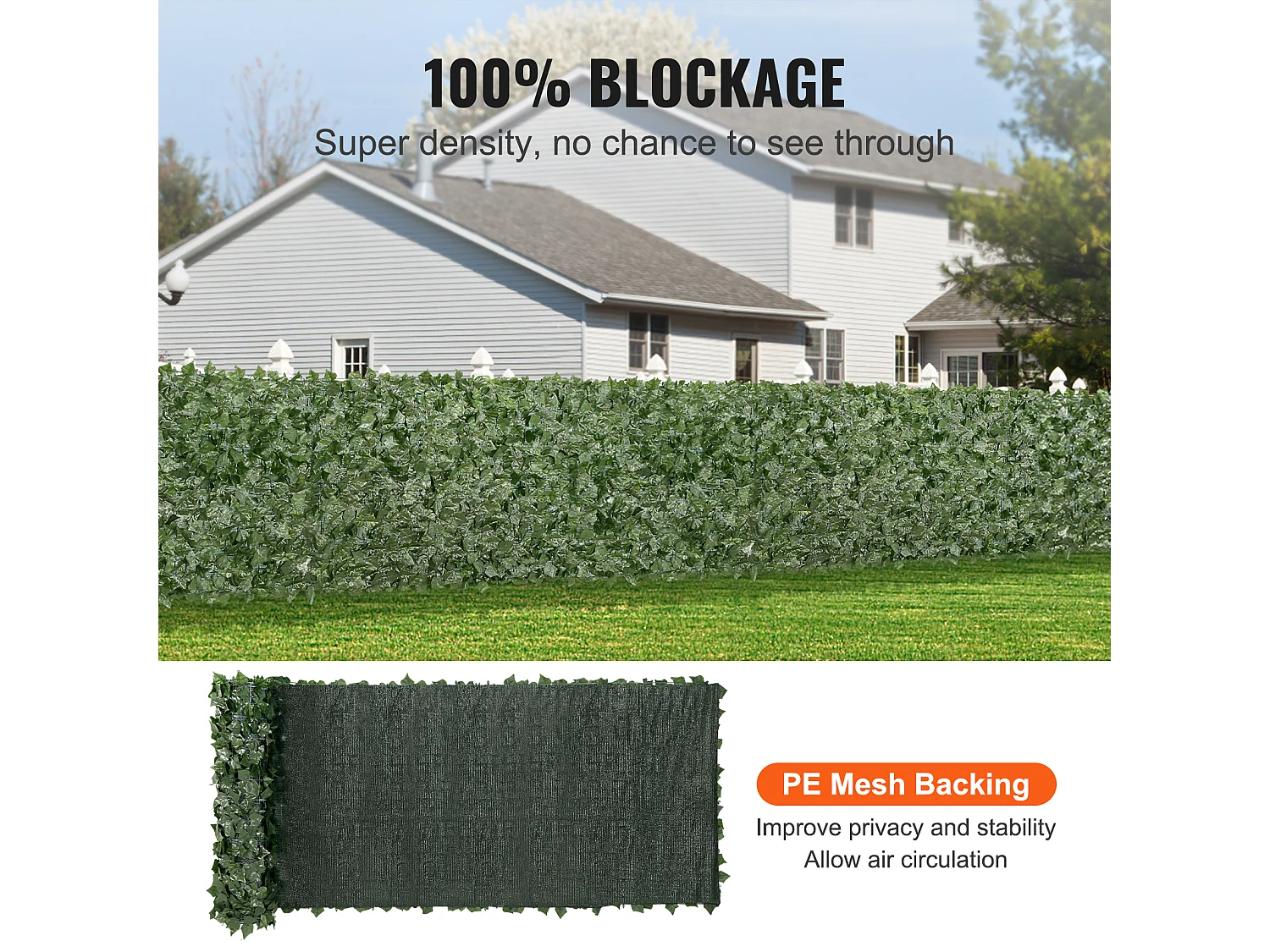 Panneaux de Buis Artificiels SucceBuy 99x401 cm, Clôture en Feuilles de Lierre Artificielles avec Support en Tissu Maillé