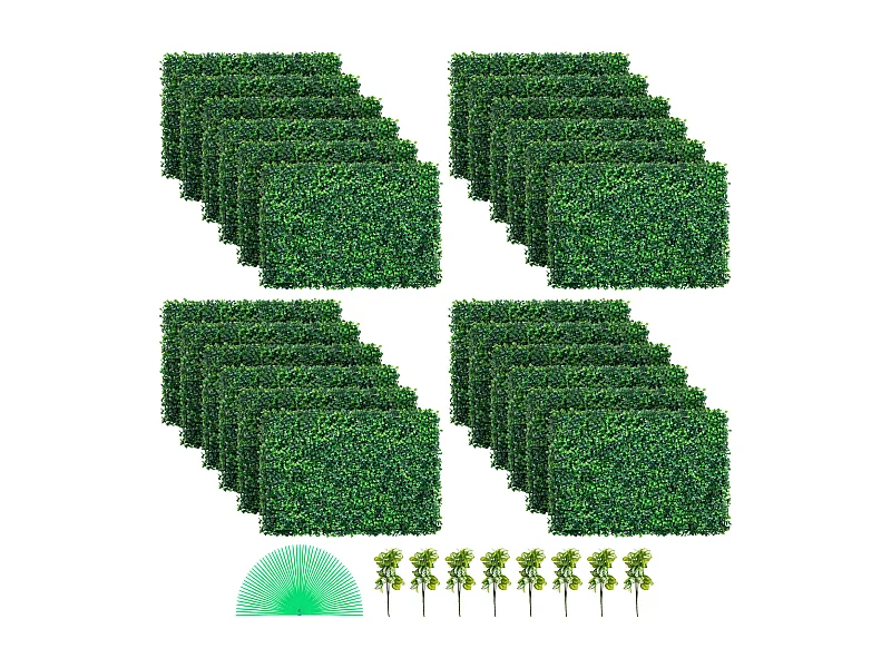 Painéis de Buxo Artificial SucceBuy 60.96x40.64 cm Protegidos contra UV | 24 Peças | Decoração de Cerca Verde