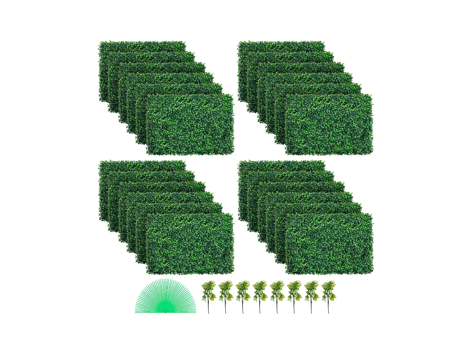 Kunstmatige Boxboompanelen SucceBuy 60.96x40.64 cm UV-beschermd | 24 Stukken | Groene Afsluitingsdecoratie