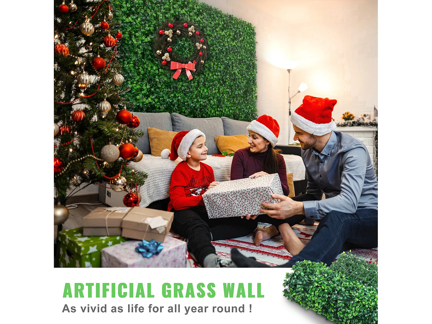 Panneaux de Buis Artificiels SucceBuy 60.96x40.64 cm Protégés contre les UV | 24 Pièces | Décor de Clôture Verte