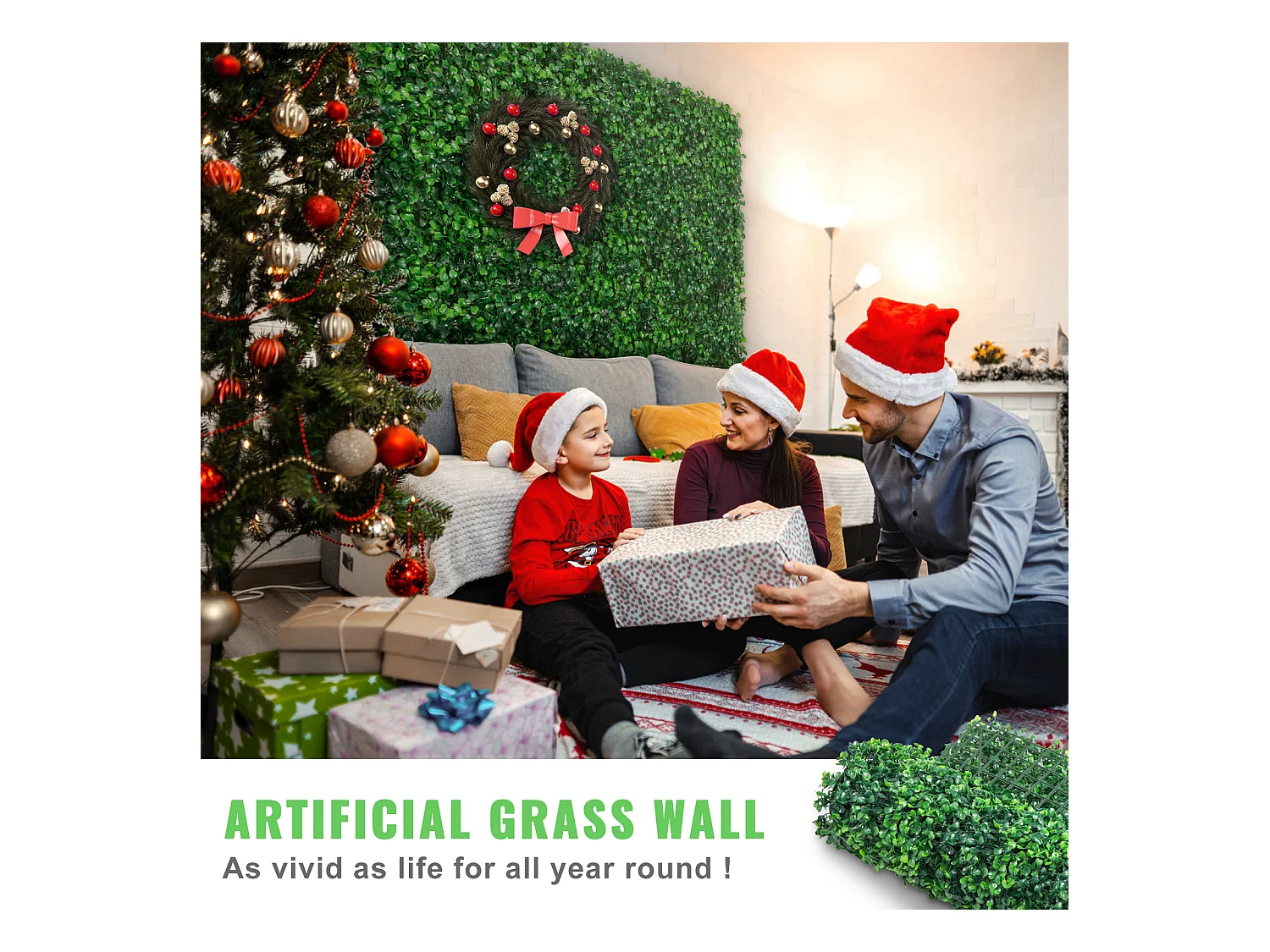 Panneaux de Buis Artificiels SucceBuy 61 x 40,6 cm 12 Pièces, Murales Artificielles en Buis, Résistantes aux UV