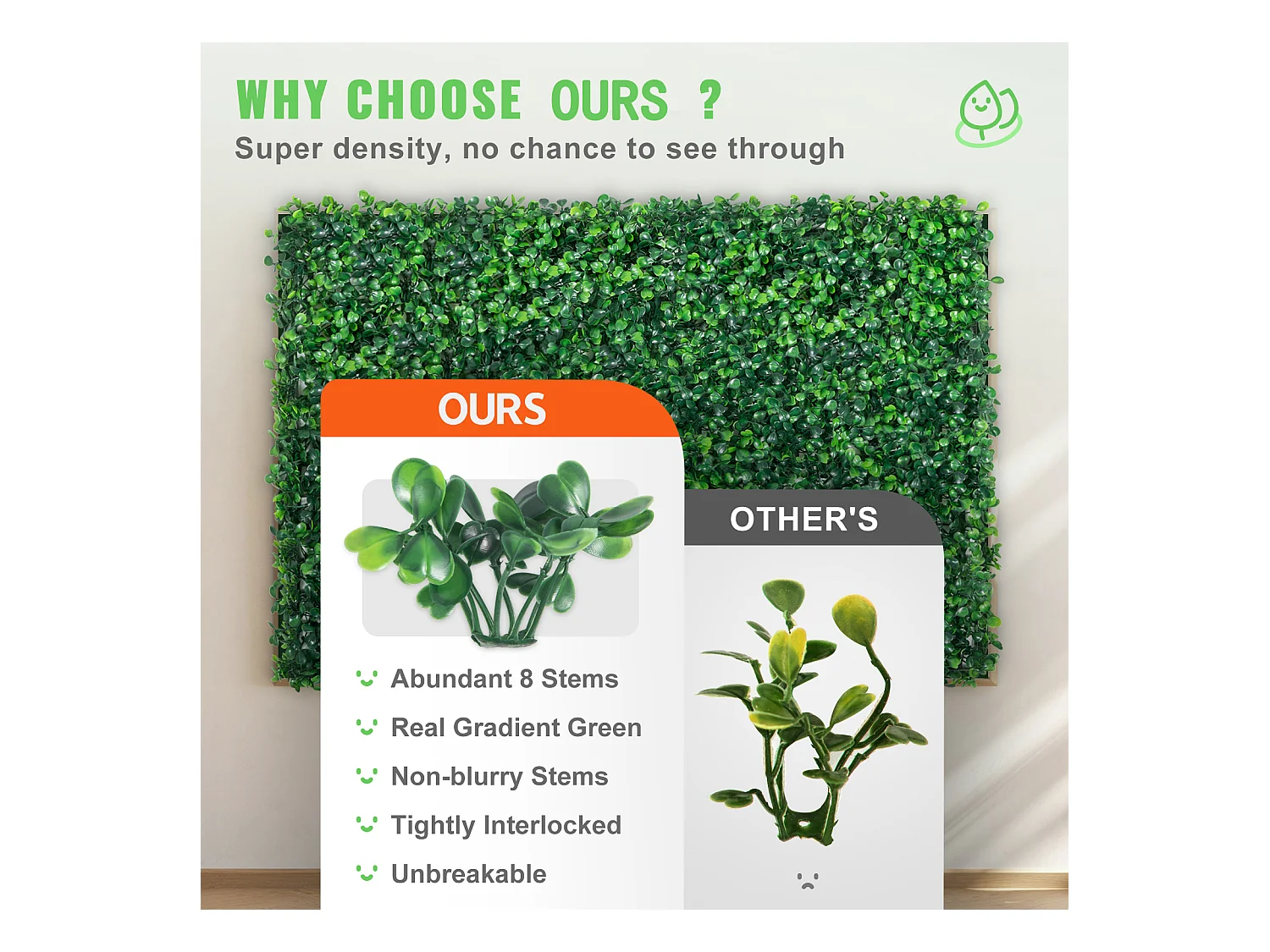 Panneaux de Buis Artificiels SucceBuy 61 x 40,6 cm 12 Pièces, Murales Artificielles en Buis, Résistantes aux UV