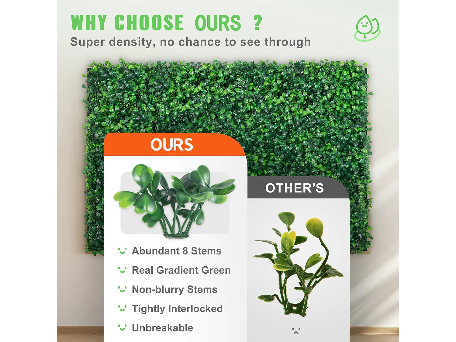 Panneaux de Buis Artificiels SucceBuy 61 x 40,6 cm 12 Pièces, Murales Artificielles en Buis, Résistantes aux UV