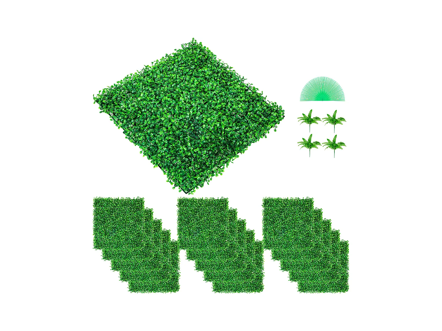 Panneaux de Buis Artificiels SucceBuy 25.4x25.4 cm 48 Pièces, Haie Résistante aux UV pour Décoration de Clôture