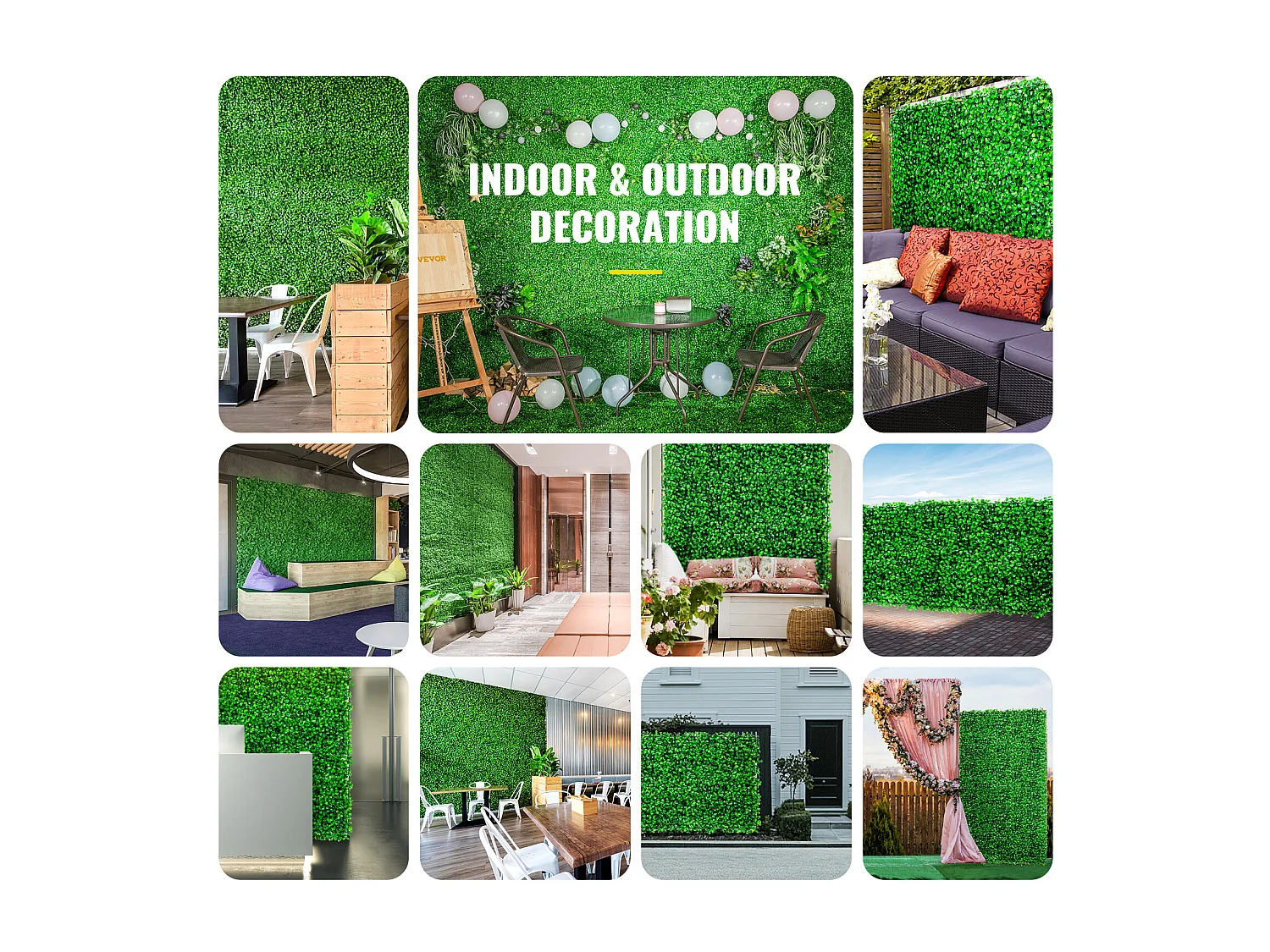 Panneaux de Buis Artificiels SucceBuy 25.4x25.4 cm 48 Pièces, Haie Résistante aux UV pour Décoration de Clôture